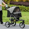 PawHut Luxury One-click Folding Pet Stroller Dog/Cat Travel Carriage with Wheels Adjustable Canopy Zippered Mesh Window Door Gray and Black - 2 of 4