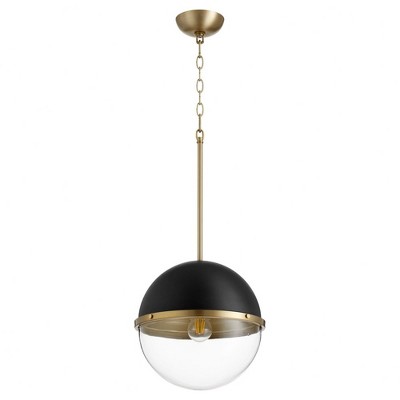 Quorum Lighting 1 - Light Pendant in  Noir/Aged Brass