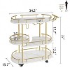 GustoWave Gold Rotated Bar Cart, 3 Tier Bar Carts with Wheels, Wine Rack and Glass Holder, Bar Serving Cart for Kitchen, Dining Room - 2 of 4