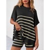 Imily Bela Women's Striped 2 Piece Outfits Oversized Batwing Short Sleeve Tops High Waisted Shorts Summer Knit Lounge Short Sets - 4 of 4