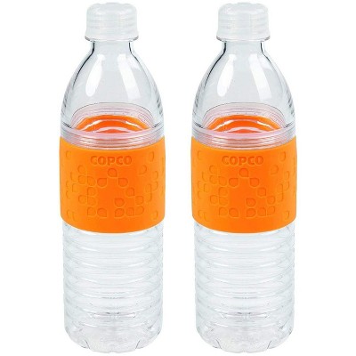 Copco Hydra 2-Pack Water Bottle 16.9 Ounce Non Slip Sleeve BPA Free Tritan  Plastic Reusable - Orange