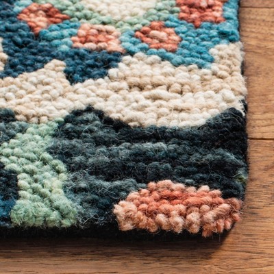 Handmade Blue Wool Tufted Rectangular 4' x 6' Rug