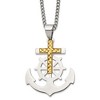 Chisel Stainless Steel Anchor with Yellow IP-plated Diamond cut Cross Pendant on a 24" Curb Chain Necklace - 2 of 2