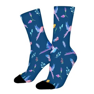 Beautiful Blue Birds And Feathers Women Printed Crew Socks Funny Funky Socks Soft Polyester Novelty Gifts for Artists Men - 1 of 1