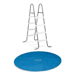 Intex Steel Frame Above Ground Pool Ladder & Intex 12-Ft Solar Pool Cover Tarp - 1 of 4