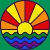Design By Humans Summer LGBTQIA+ Pride Sunset Ocean By krobilad T-Shirt - 2 of 2
