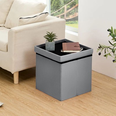 LUSIMO 15" Folding Velvet Storage Ottoman Bench Toy Chest Footstool Hold up to 390 lb For Bedroom Living Room
