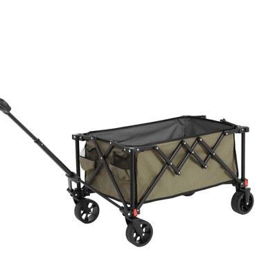 Vynxaria Folding Wagon Cart with All-Terrain Wheels, Heavy-Duty Build, Adjustable Handle, Perfect for Camping, Shopping, Sports, Fishing