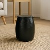 happimess Merida Modern Rustic Hammered Metal Drum Storage Side Table with Lid - 2 of 4