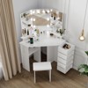 Makeup Vanity With Lighted Mirror, Vanity Desk With Power Strip, Corner Vanity Table With 5 Rotating Drawers - 4 of 4