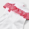 Women's Gingham Ruffle Ankle Socks - White/Red 4-10: Lightweight Knit, Banded Cuff, Recycled Polyester - 3 of 3
