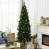 HOMCOM 6 FT Artificial Christmas Tree Holiday Decoration with Auto Open, Steel Base, Pine Needles, Pencil Shape - 3 of 4
