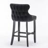A&A Furniture,Contemporary Velvet Upholstered Wing-Back Barstools with Button Tufted Decoration and Wooden Legs,  Bar Chairs,Set of 2 - 3 of 4