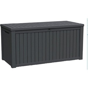 Gulches 180GAL 681L Outdoor Storage Deck Box Black Weatherproof Resin Steel Support Lockable for Patio Garden Backyard - 1 of 1