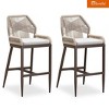 PURPLE LEAF Patio Sunbrella Bar Stools Set of 2 Handwoven Wicker Bar Height Stool Modern Aluminum Outdoor Wicker Barstools with Back and Cushion - 2 of 4