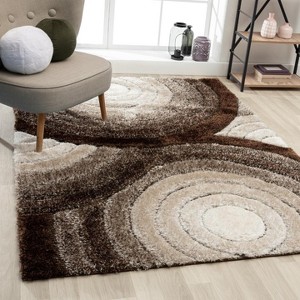 Luxe Weavers Shag Geometric Area Rug, Modern, Stain Resistant, Easy Indoor Rugs for Bedroom, Living Room - 1 of 4