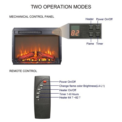 26 Inch Black Electric Fireplace Insert with Realistic Flame and Remote Control