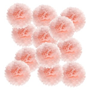 Unique Bargains Birthday Bachelorette Wedding Party Paper Pom Poms Flower Ball Kit 12 Pcs - 1 of 4