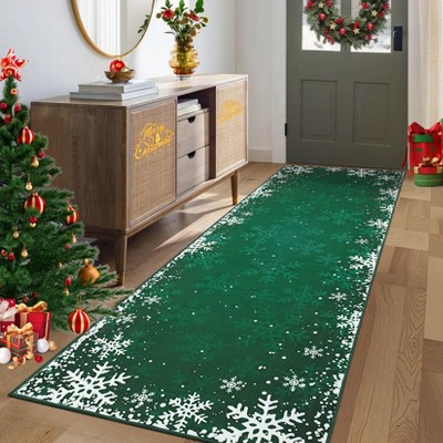 Christmas Area Rug for Bedroom Living Room Non Slip Xmas Snowflakes Large Indoor Area Rug for Holiday Washable Christmas Dining Room Throw Carpet