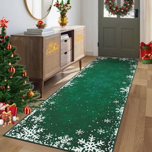 Christmas Area Rug for Bedroom Living Room Non Slip Xmas Snowflakes Large Indoor Area Rug for Holiday Washable Christmas Dining Room Throw Carpet - 1 of 4