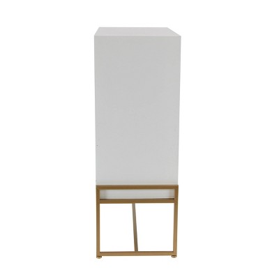 Elegant 42'' White Wood Carved Floral Cabinet with Gold Accents