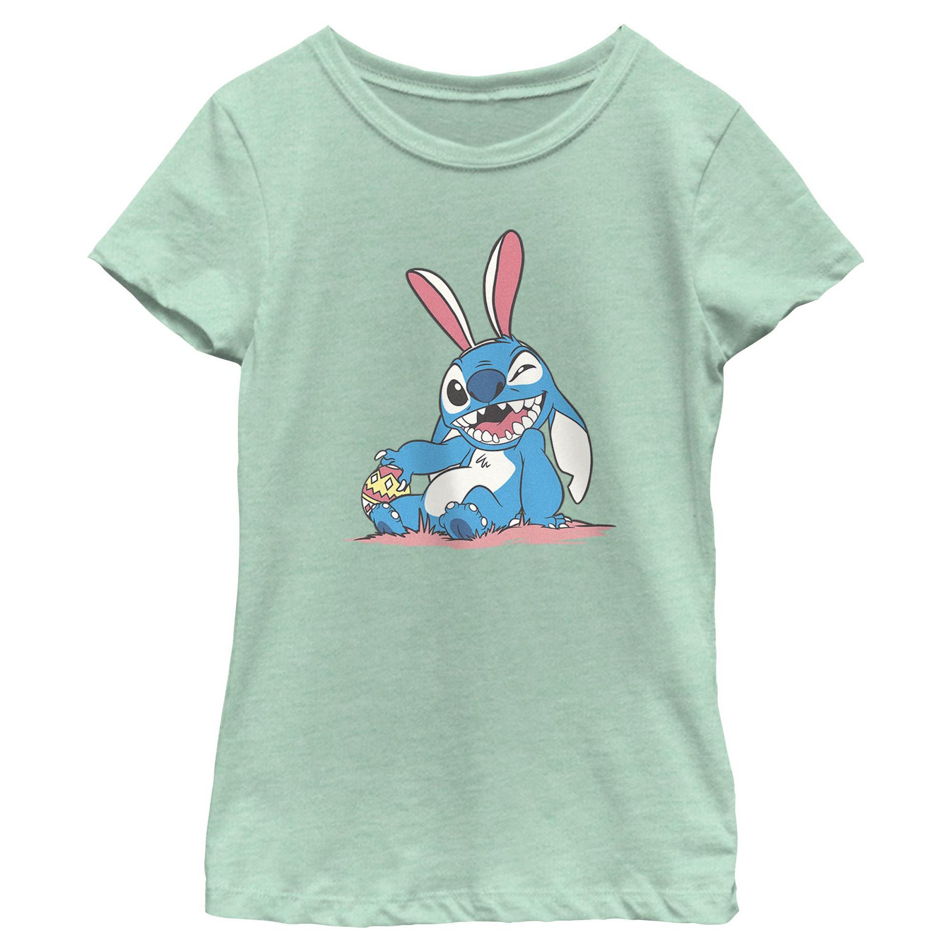 Girls Lilo & Stitch Mischievous Easter Bunny T Shirt - Mint - Medium