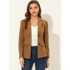 INSPIRE CHIC Women's Faux Suede Belted Lapel Single Breasted Work Outwear Blazer - 2 of 4