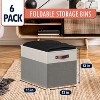 Ornavo Home 6 Pack Linen Fabric Storage Cube Bin with Faux Leather Handles - 2 of 4