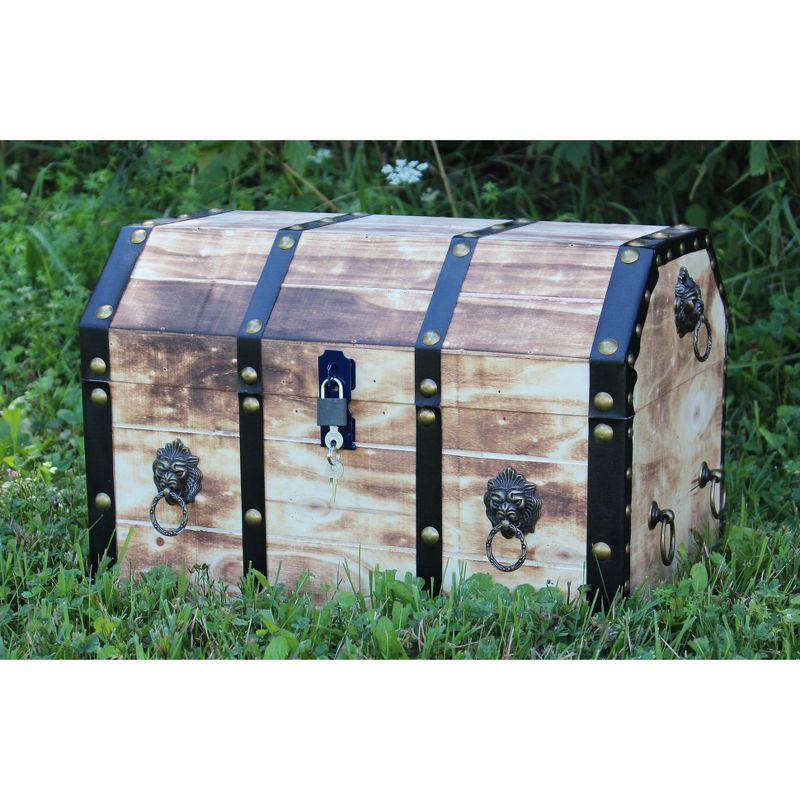 Vintiquewise Large Wooden Decorative Lion Rings Pirate Trunk with Lockable Latch and Lock, 4 of 6