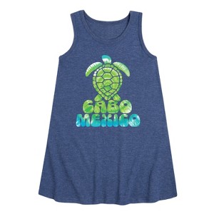 Girls' - Instant Message - Cabo Mexico Sea Turtle Graphic Sleeveless Aline Dress - 1 of 4