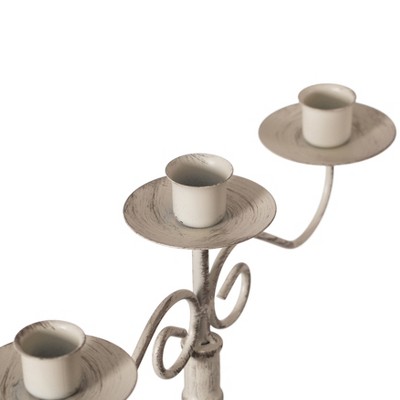 Elegant Antique Distressed 3-Arm Metal Candelabra - 12"x13"