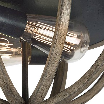 Weathered Oak and Forged Iron 13" Globe Ceiling Light
