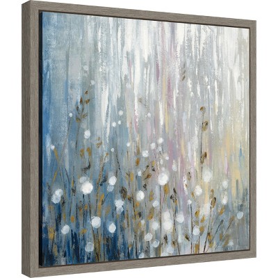 Abstract Winter Branches Canvas Wall Art in Gray and White