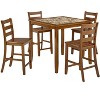 Homy Casa 5-Piece Dining Table Set with Square MDF Top and Rubber Wood Chairs for Kitchen or Dining Room, Brown - 2 of 4