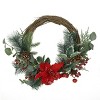 DOMETOUR 23.5 Inch Artificial Christmas Wreath, Poinsettia/Berry/Eucalyptus Wreath for Front Door Christmas Decor Indoor Outdoor - 3 of 4