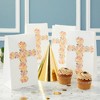Blue Panda 36 Pack Party Treat Bags, Religious Easter Party Supplies, Paper Favor Bags, Floral Cross Design, 5.2x8.7x3.3" - 2 of 4
