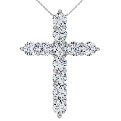 Pompeii3 4Ct TW Diamond Cross Pendant 14k Gold Women's 18" Necklace Lab Created