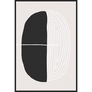 23" x 33" Black and White Oval by Incado Framed Canvas Wall Art Print - Amanti Art: Modern Lithograph, Vertical Layout - 1 of 4