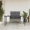 vidaXL 2-Piece Ergonomic Patio Dining Set - Gray Poly Rattan Outdoor Furniture with Tempered Glass Table, Reclining Bench & Comfortable Cushions - 2 of 4