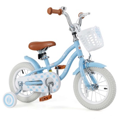 Costway 18'' Kids Bike Toddler Bicycle with Training Wheel Kickstand for 4-8 Years Old Purple/Pink/Turquoise/Blue/Beige/Green