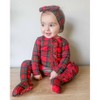 Lev Baby Girls' Bamboo Zipper Footie Pajamas – Plaid Ruffle Print One-Piece Baby Girl Clothes (NB–6/9M) - 2 of 4