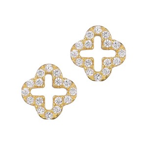 Adornia 14k Gold Vermeil .925 Sterling Silver  Mini Clover CZ Outline Studs - 1 of 4