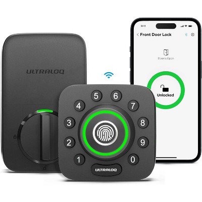 ULTRALOQ U-Bolt Pro 6-in-1 Bluetooth Enabled Fingerprint and Keypad Smart Deadbolt Door Lock with Wi-Fi Built: Thumbprint Deadbolt