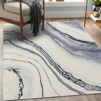 Luxe Weavers Beige Swirls Modern Abstract Area Rug Size 4x5 
