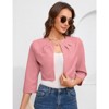Womens Cropped Blazer Casual Business 3/4 Sleeve Collarless Open Front Cardigan Work Jacket Shrug - 3 of 4