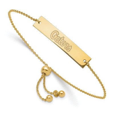 Black Bow Jewelry 14k Yellow Gold Plated Sterling Silver Florida Gators NCAA ID Bracelet 9 Inch