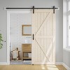 SMARTSTANDARD 84 in. Height K Shape Natural Wood Interior Sliding Barn Door with Hardware Kit - 2 of 4