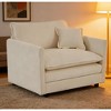 Airsurfer Modern Accent Chair, Soft Upholstered Beige Lounge Chair with Cushioned Backrest and Pillow for Living Room, Bedroom, or Office - 2 of 4