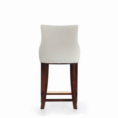 Ivory Leatherette Upholstered Counter Stool with Beech Wood Legs
