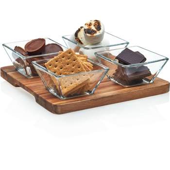 Libbey Acaciawood 4-Piece Cheese Board Serving Set with Wood Serving Board